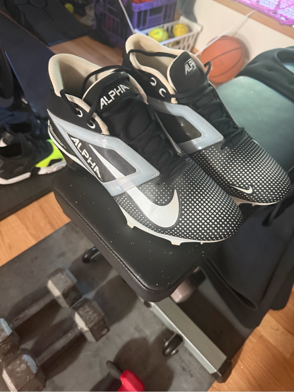 Nike Alpha Black and White Men's Athletic Cleats worn once